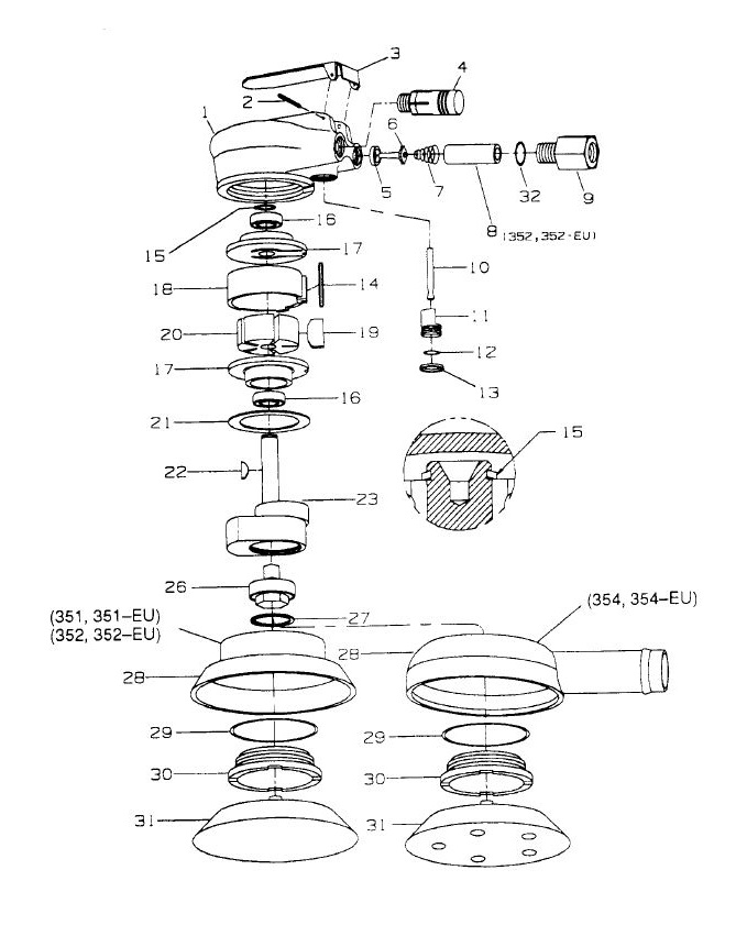 Diagram Diagram and Parts List for IR354  Ingersoll Rand Sander